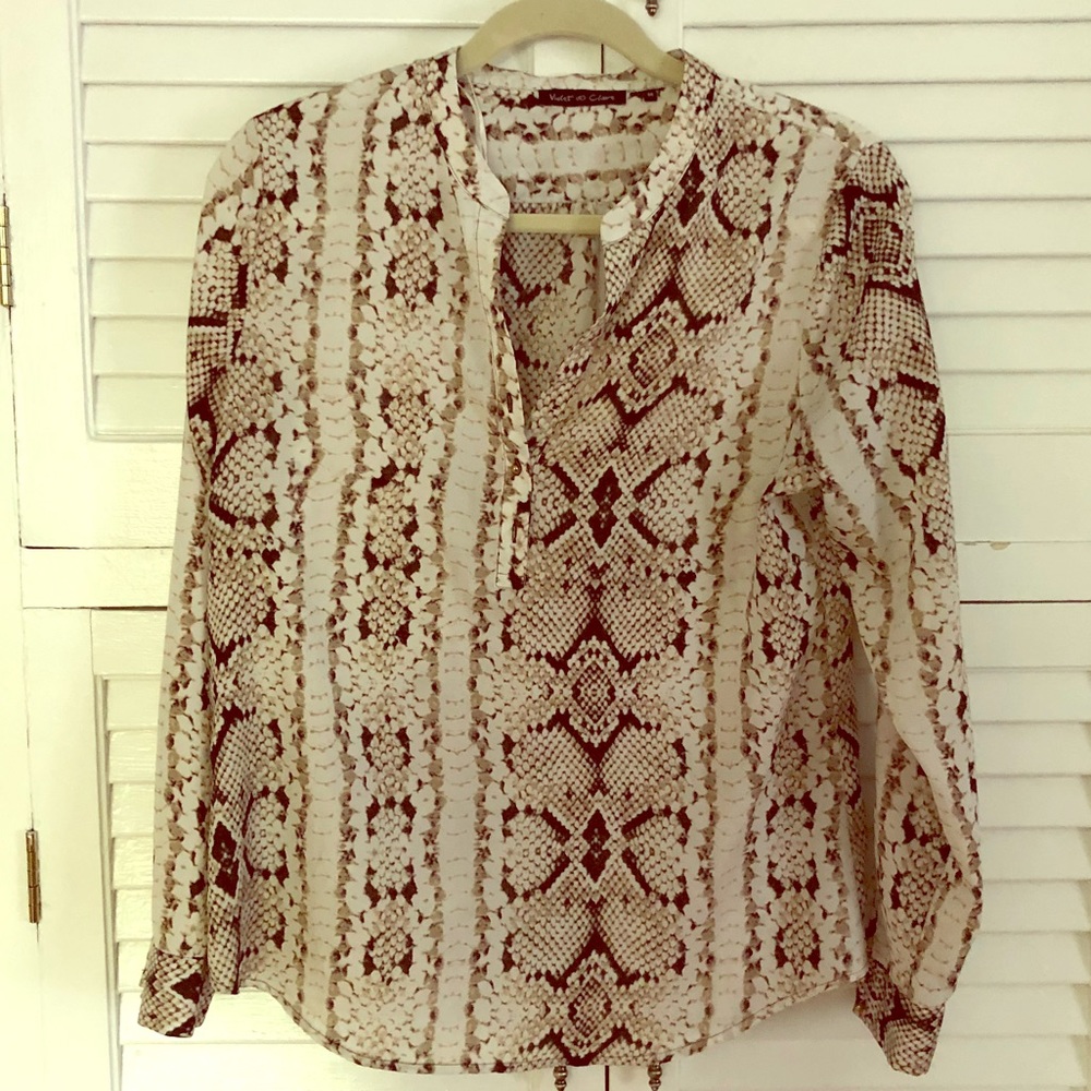 Snakeskin Print blouse with gold button